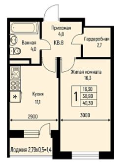 Однокомнатная в Литер 7