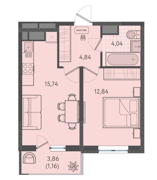 Однокомнатная в Литер 7 очередь 2