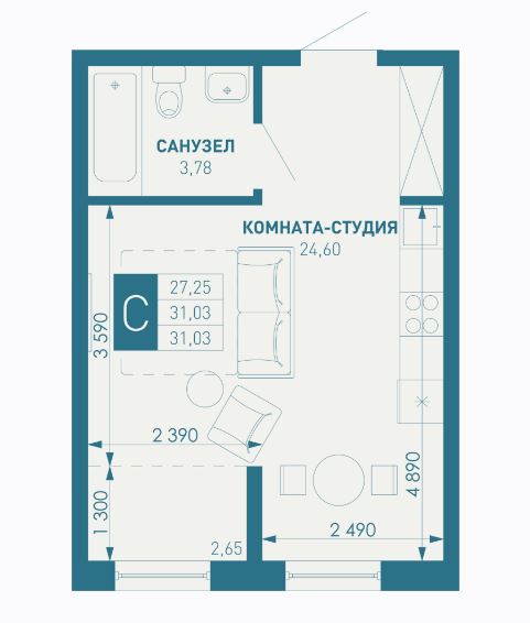 Студия в Литер 1