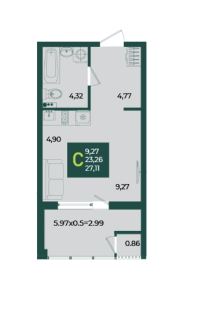 Студия в Дом 2 очередь 2 