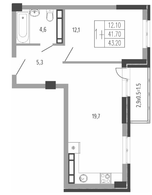 Однокомнатная в Литер 5