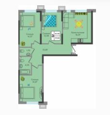 Трехкомнатная в Литер 1.1
