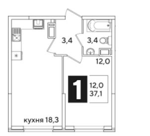 Однокомнатная в Литер 52