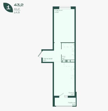 Однокомнатная в Литер 1.1