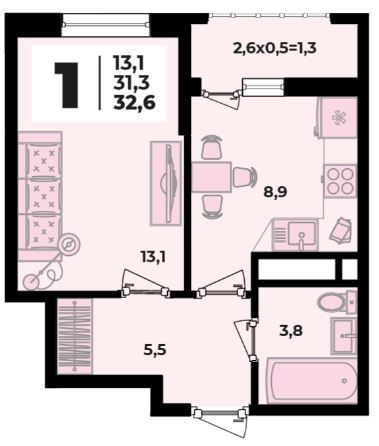 Однокомнатная в Литер 3