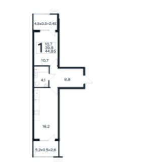 Однокомнатная в Литер 20 очередь 2