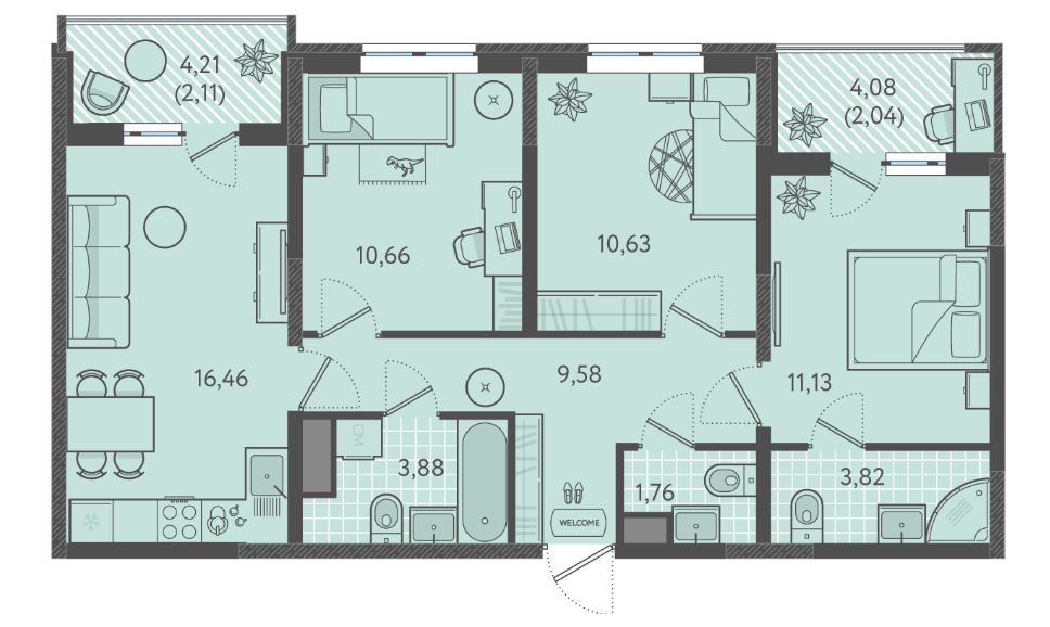 Трехкомнатная в Литер 7 очередь 2