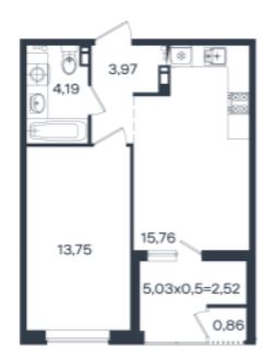 Однокомнатная в Дом 12