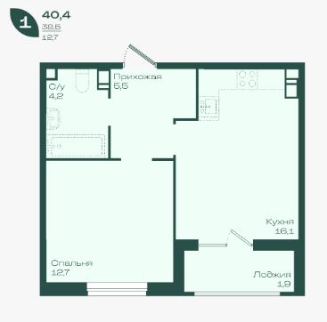 Однокомнатная в Литер 1.1