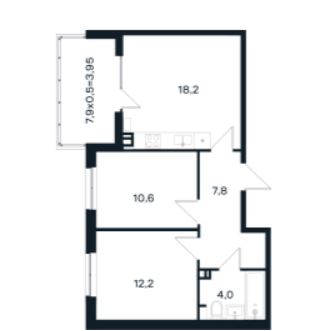 Двухкомнатная в Литер 11 очередь 3