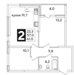 Двухкомнатная в Литер 31