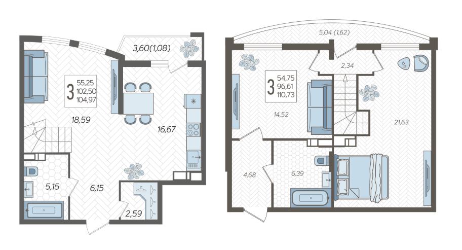 Трехкомнатная в Дом 100/5