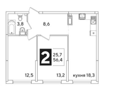 Двухкомнатная в Литер 31