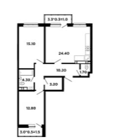 Двухкомнатная в Литер 20