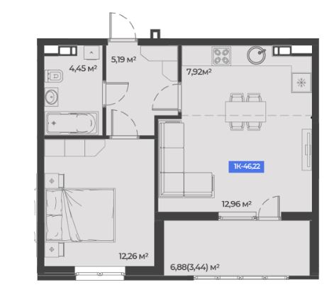 Однокомнатная в Литер 2