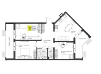 Трехкомнатная в Литер 2