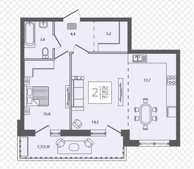 Двухкомнатная в Литер 3