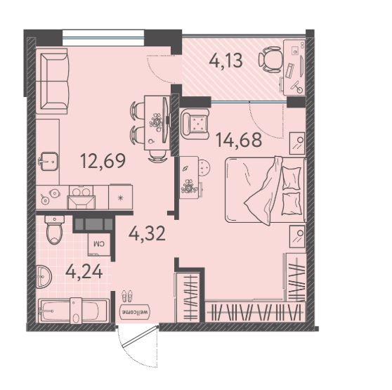 Однокомнатная в Литер 5 очередь 2