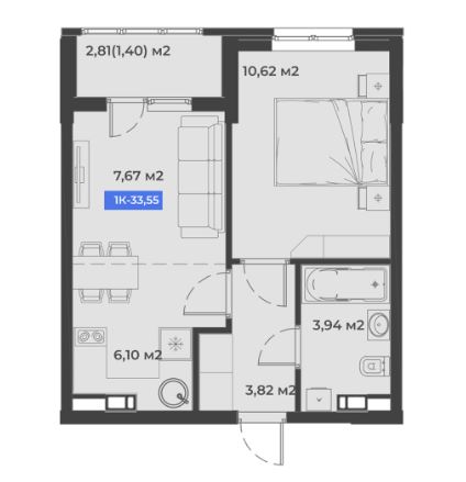 Однокомнатная в Литер 2