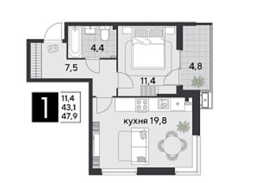 Однокомнатная в Литер 24