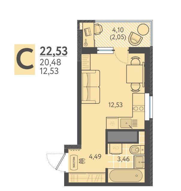 Студия в Литер 4 очередь 2