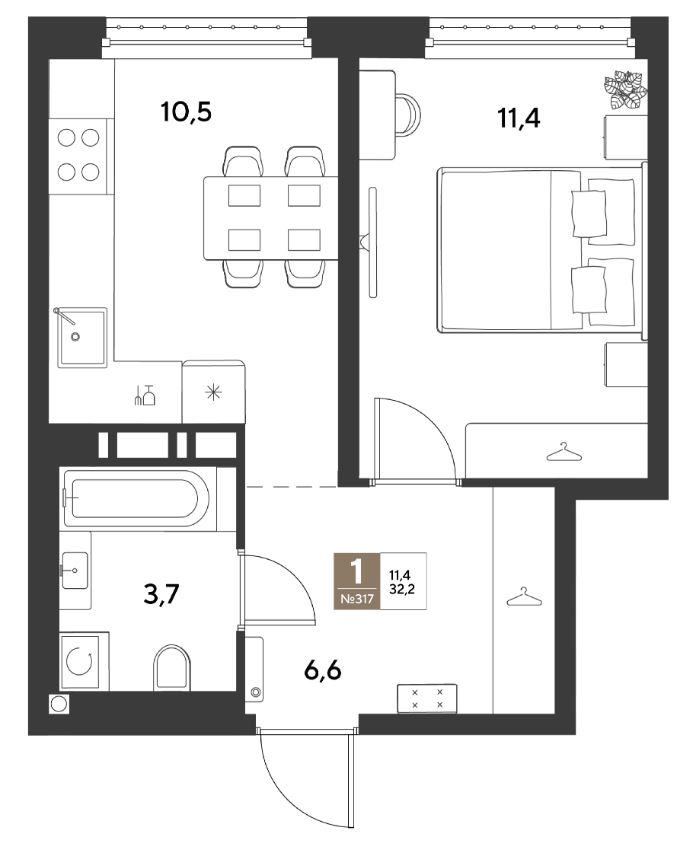 Однокомнатная в Литер 15 очередь 1