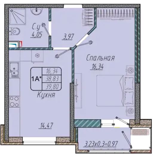 Однокомнатная в Литер 6