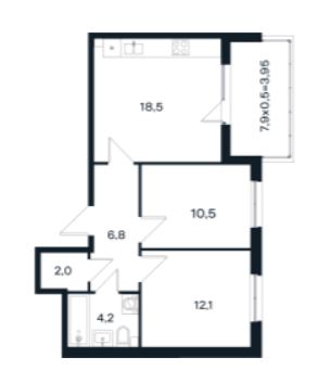 Двухкомнатная в Литер 15 очередь 3