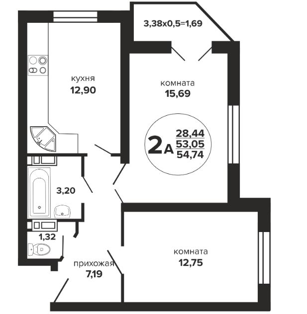 Двухкомнатная в Литер 3