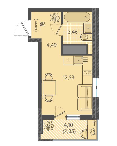 Студия в Литер 7 очередь 2