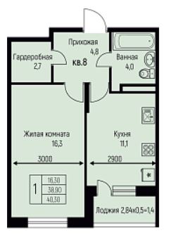 Однокомнатная в Литер 9