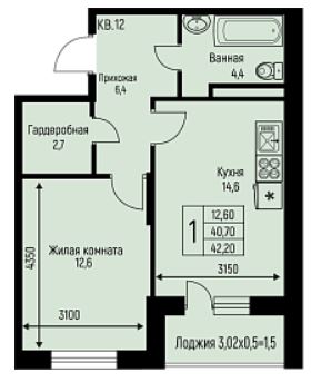 Однокомнатная в Литер 7