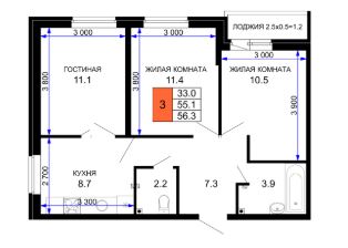 Трехкомнатная в Литер 28