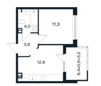 Однокомнатная в Литер 13 очередь 3