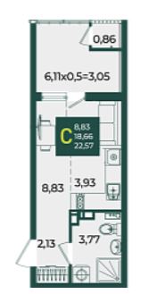 Студия в Дом 10 очередь 3