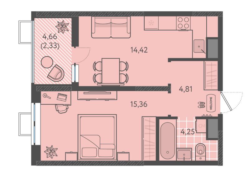 Однокомнатная в Литер 8 очередь 3