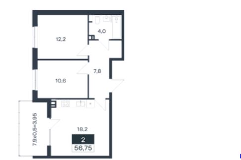 Двухкомнатная в Литер 2 очередь 1