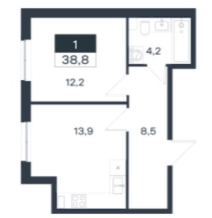 Однокомнатная в Литер 2 очередь 1
