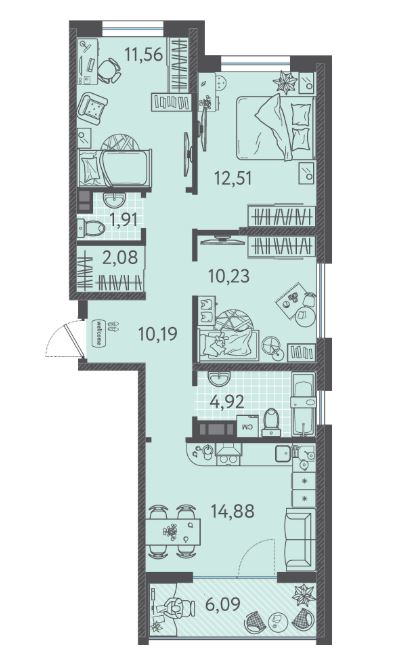 Трехкомнатная в Литер 7 очередь 2