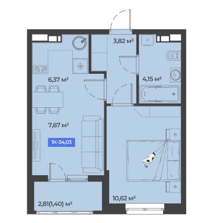 Однокомнатная в Литер 2