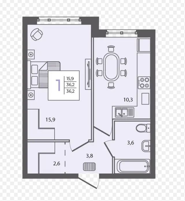 Однокомнатная в Литер 4