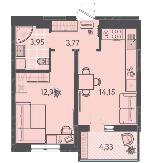 Однокомнатная в Литер 3 очередь 1