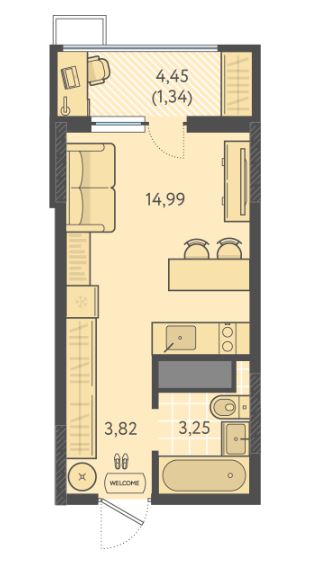 Студия в Литер 8 очередь 3