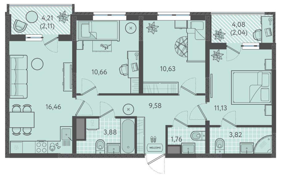 Трехкомнатная в Литер 7 очередь 2
