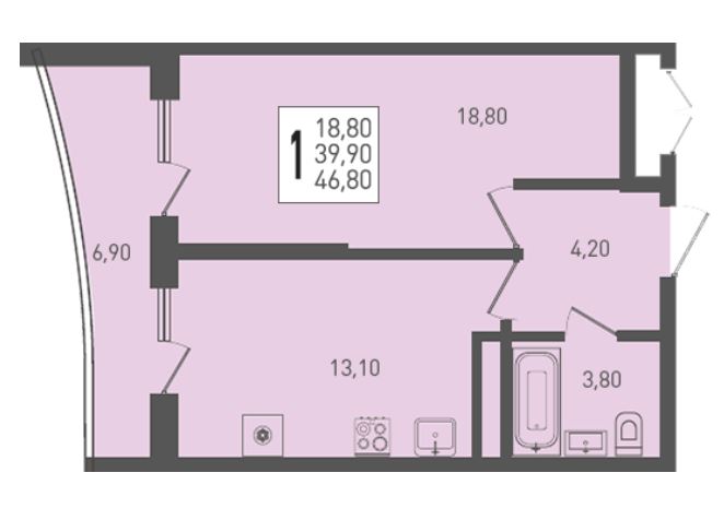 Однокомнатная в Литер 2