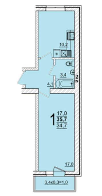 Однокомнатная в Литер 45
