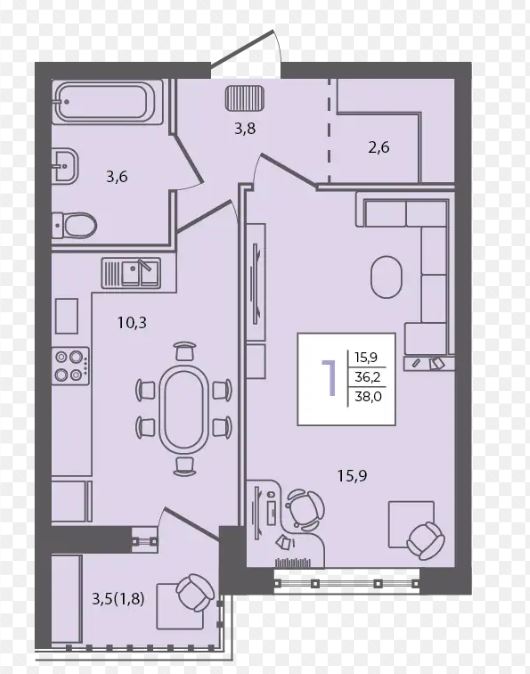 Однокомнатная в Литер 3