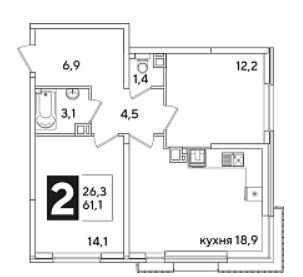 Двухкомнатная в Литер 33