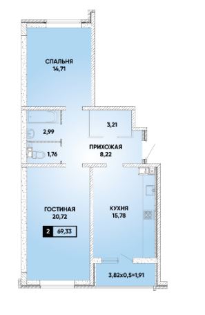 Двухкомнатная в Литер 38
