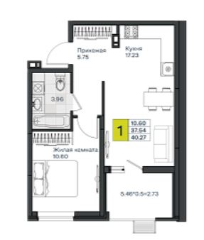 Однокомнатная в Литер 4